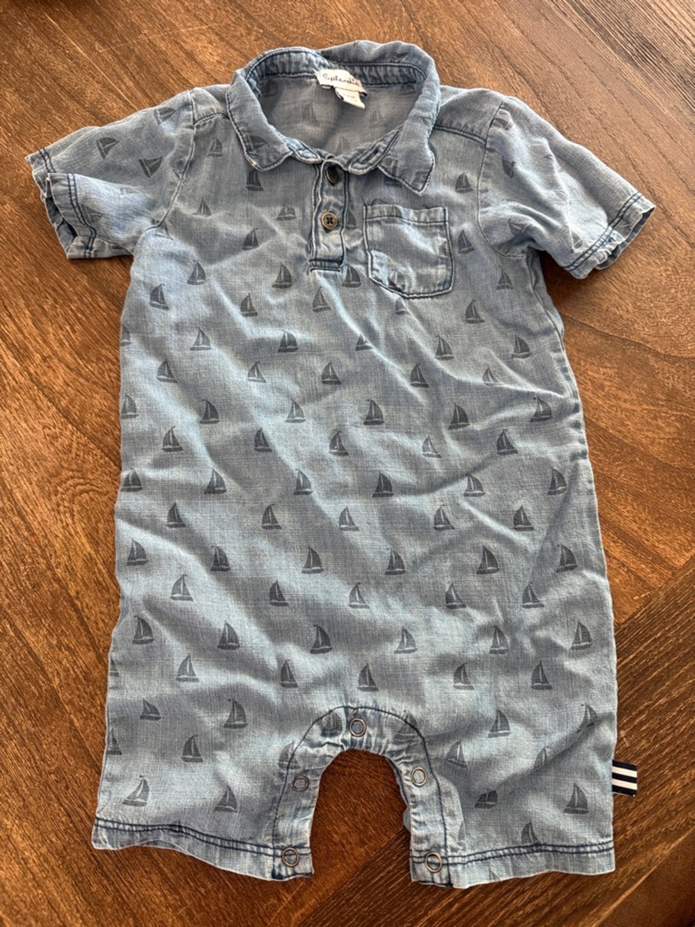 Splendid Light Blue Sailboat Polo Romper
